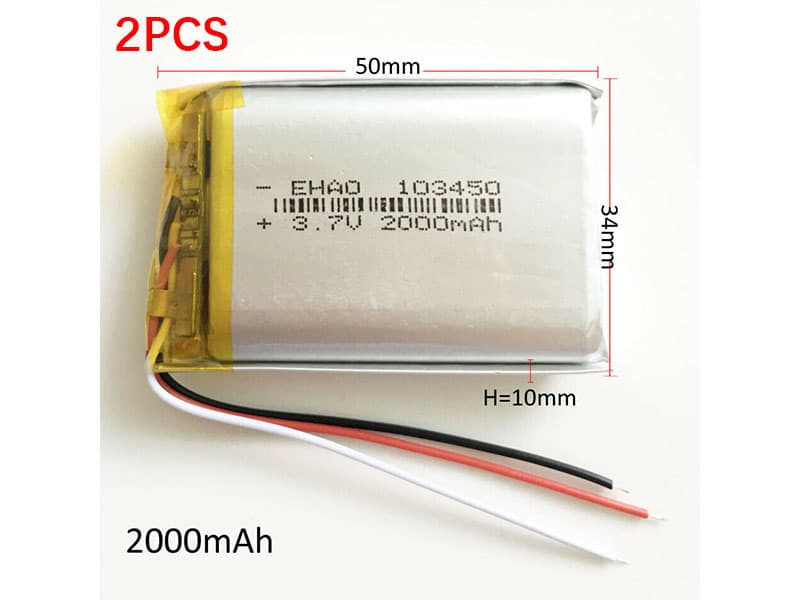 103450 2PCS 103450 Lithium Polymer LiPo Rechargeable Battery